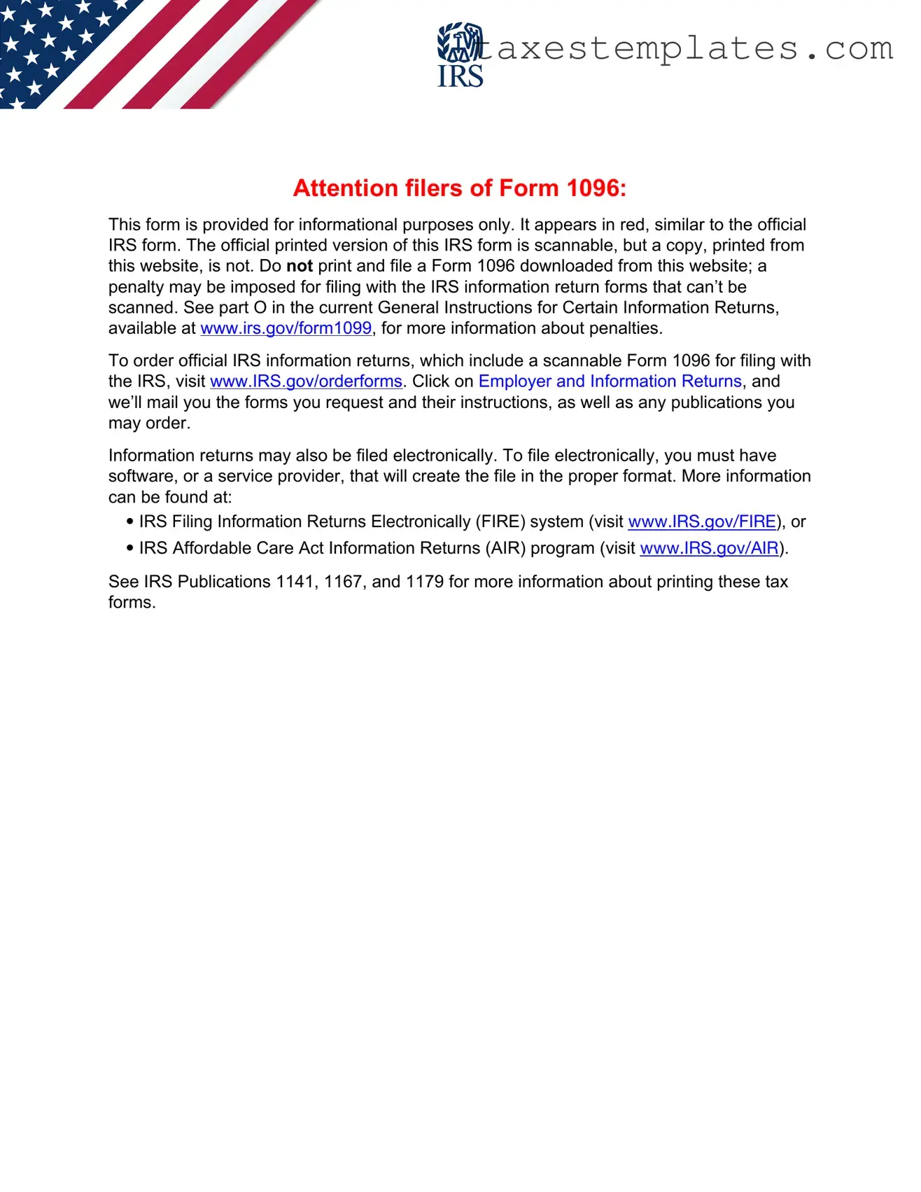 Free IRS 1096 Template in PDF