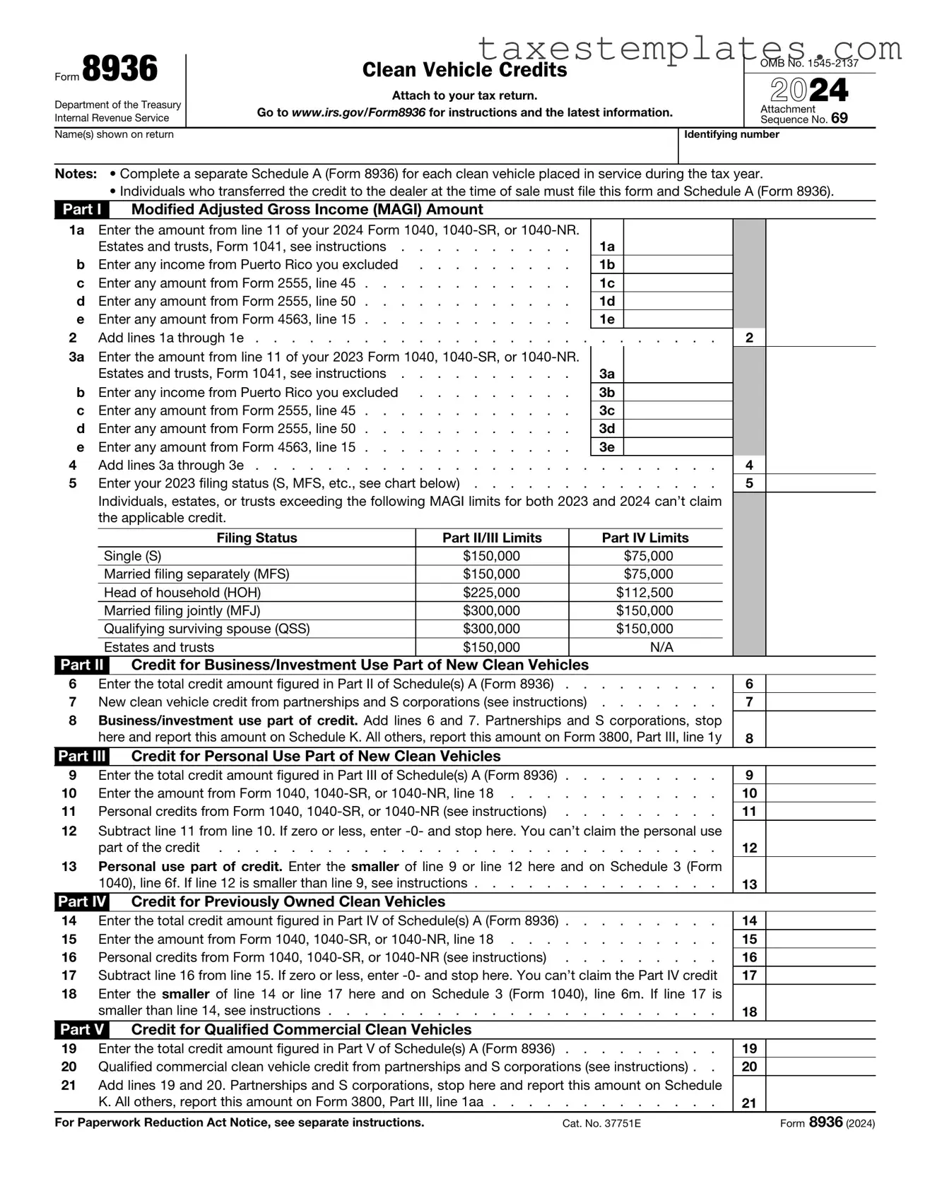 Free IRS 8936 Template in PDF