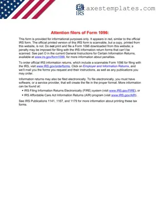 Free IRS 1096 Template in PDF