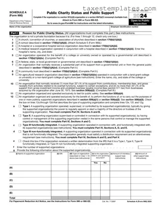 Free IRS Schedule A 990 or 990-EZ Template in PDF