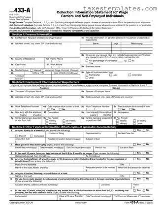 Free IRS 433-A Template in PDF