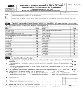 Free IRS 7004 Template in PDF