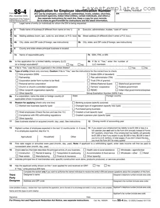 Free IRS SS-4 Template in PDF