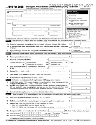 Free IRS 940 Template in PDF