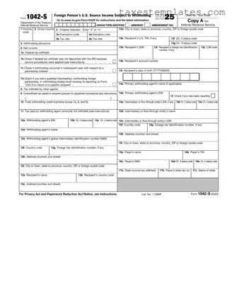 Free IRS 1042-S Template in PDF