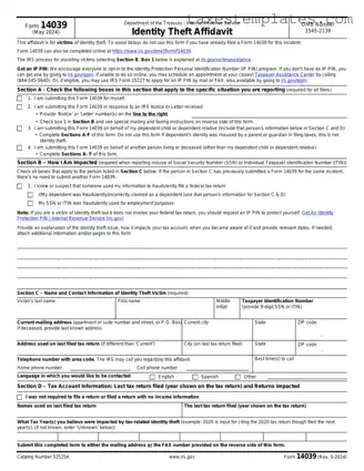 Free IRS 14039 Template in PDF