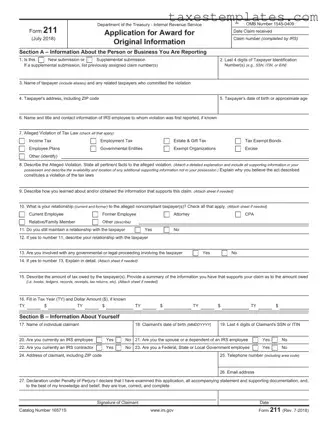 Free IRS 211 Template in PDF