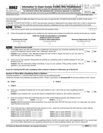 Free IRS 8862 Template in PDF