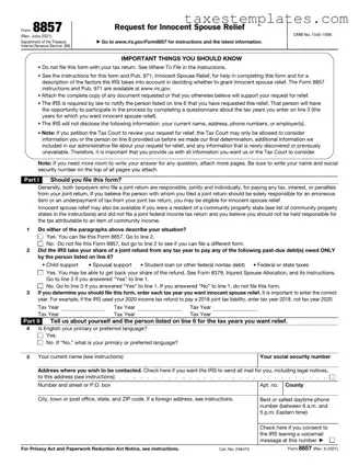Free IRS 8857 Template in PDF