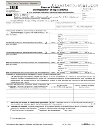 Free IRS Power of Attorney ( 2848) Template in PDF