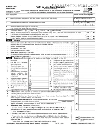 Free IRS Schedule C 1040 Template in PDF