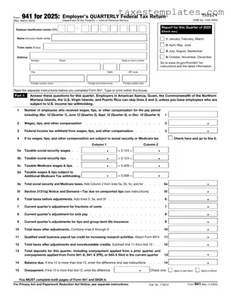Free IRS 941 Template in PDF