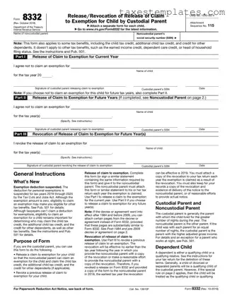 Free IRS 8332 Template in PDF