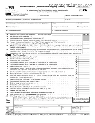 Free IRS 709 Template in PDF