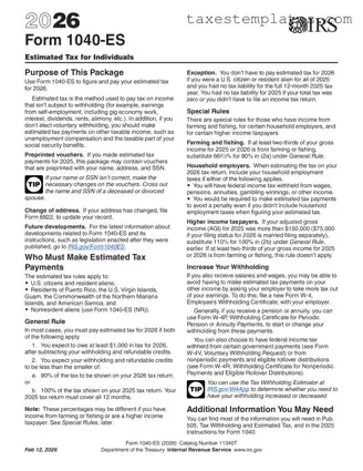 Free IRS 1040-ES Template in PDF
