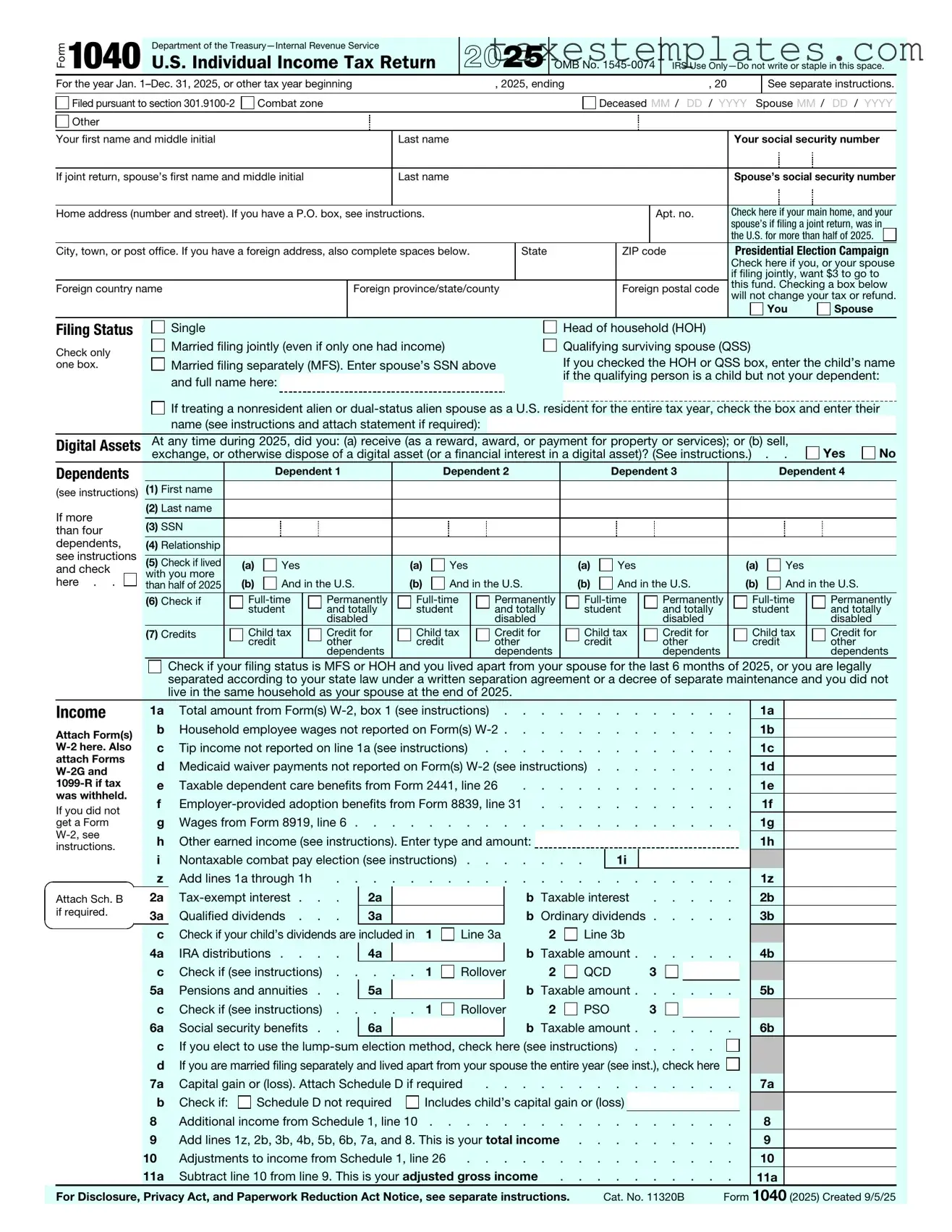Free IRS 1040 Template in PDF