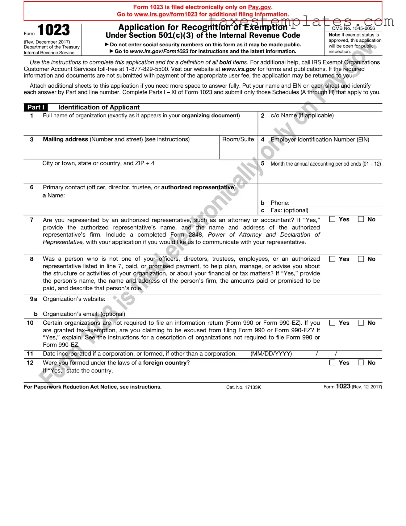 Free IRS 1023 Template in PDF